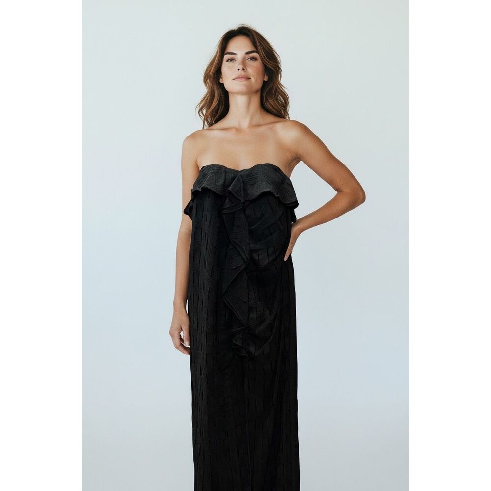 Rachel Comey Destra Strapless Ruffle Dress in Black NWT Size XS